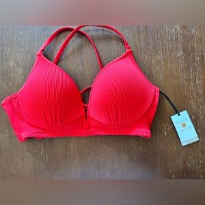 NWT Shade & Shore Red Bikini Top 34B